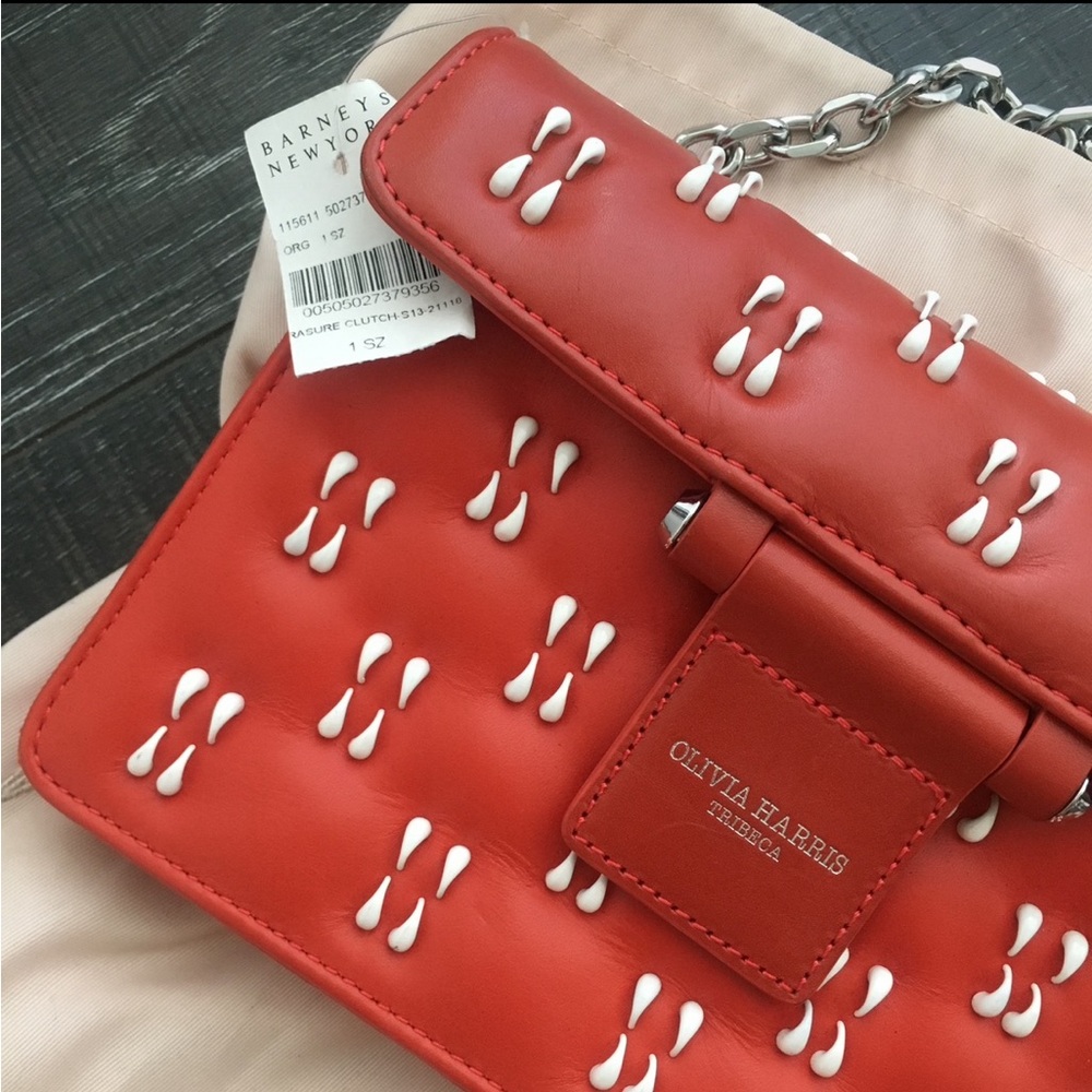 OLIVIA HARRIS Tribeca Red Hunger Erasure Handbag + Clutch - NWT+Ultra Rare!